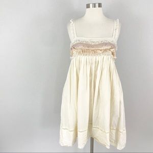 Anthropologie Pinkerton Small Ruffle Dress Cream